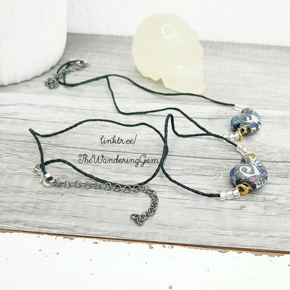 Adjustable Nautilus Shell Necklace, Ceramic Jewelry, Boho Chic, 16-19" - Picture 5 of 5